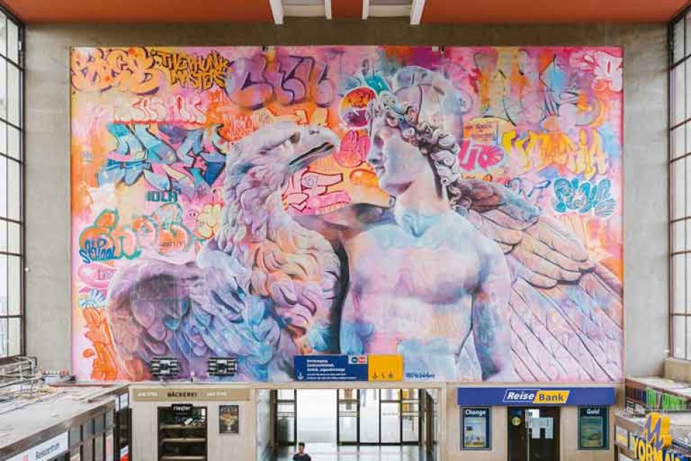 Wandgemälde im Hauptbahnhof Heidelberg