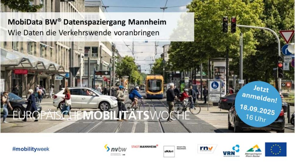 Plakat zur Mobilitätswoche mit verschiedenen Verkehrsteilnehmer in den Planken Mannheim