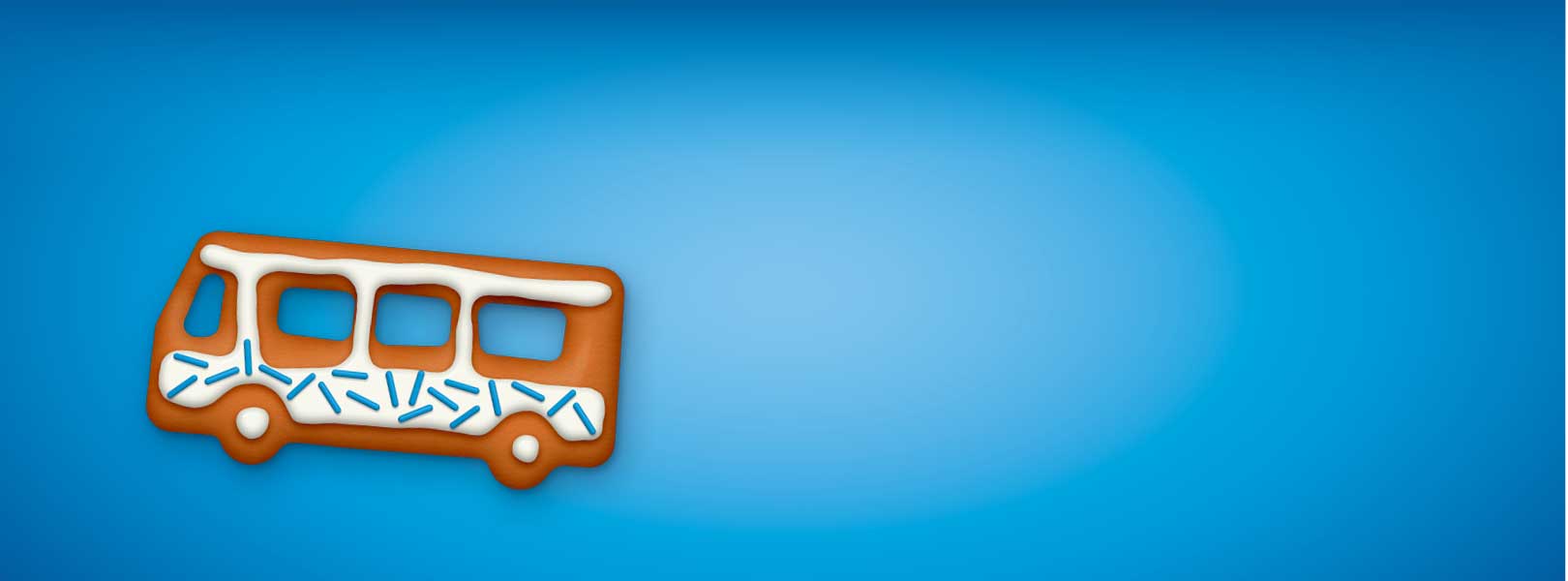 Weihnachtsplätzchen mit Zuckerguss in Form eines Busses