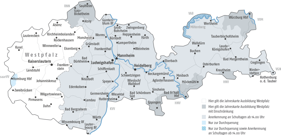 Geltungsbereich der Jahreskarte Ausbildung Westpfalz