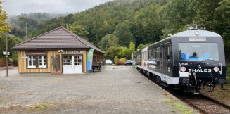 Forschungsfahrten für autonom fahrende Schienenfahrzeuge im Elmsteiner Tal in der Pfalz