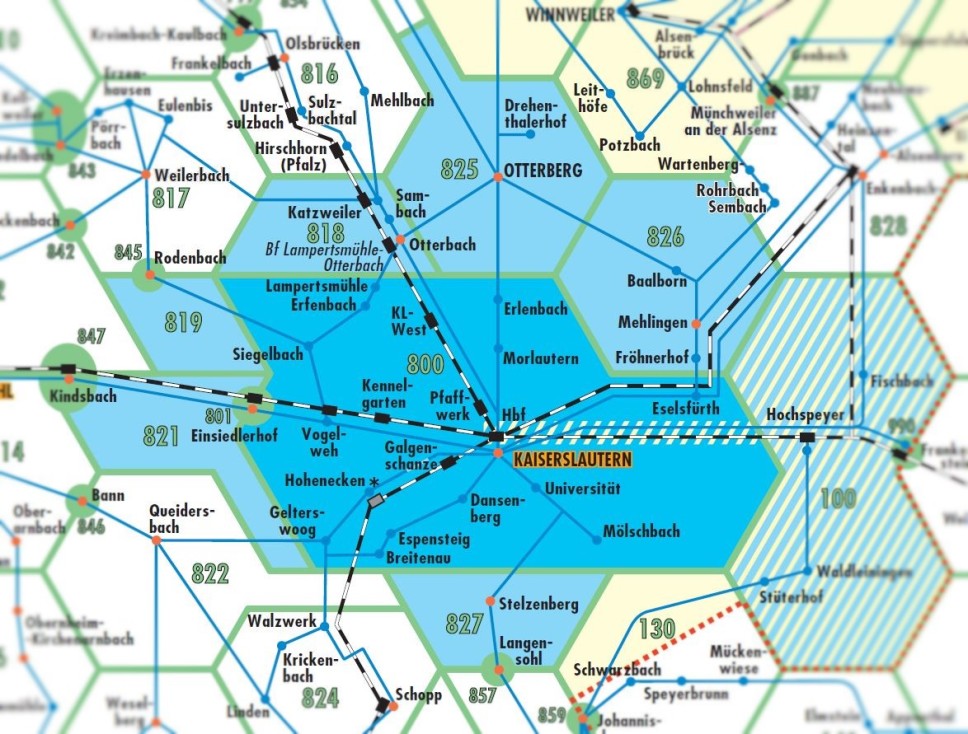 Grafik von Umlandwaben im Raum Kaiserslautern