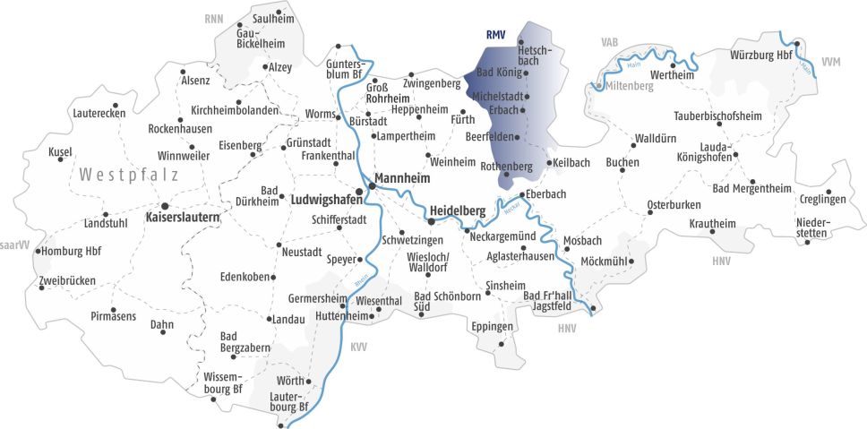 VRN | Übergang zum Rhein-Main-Verkehrsverbund (RMV)